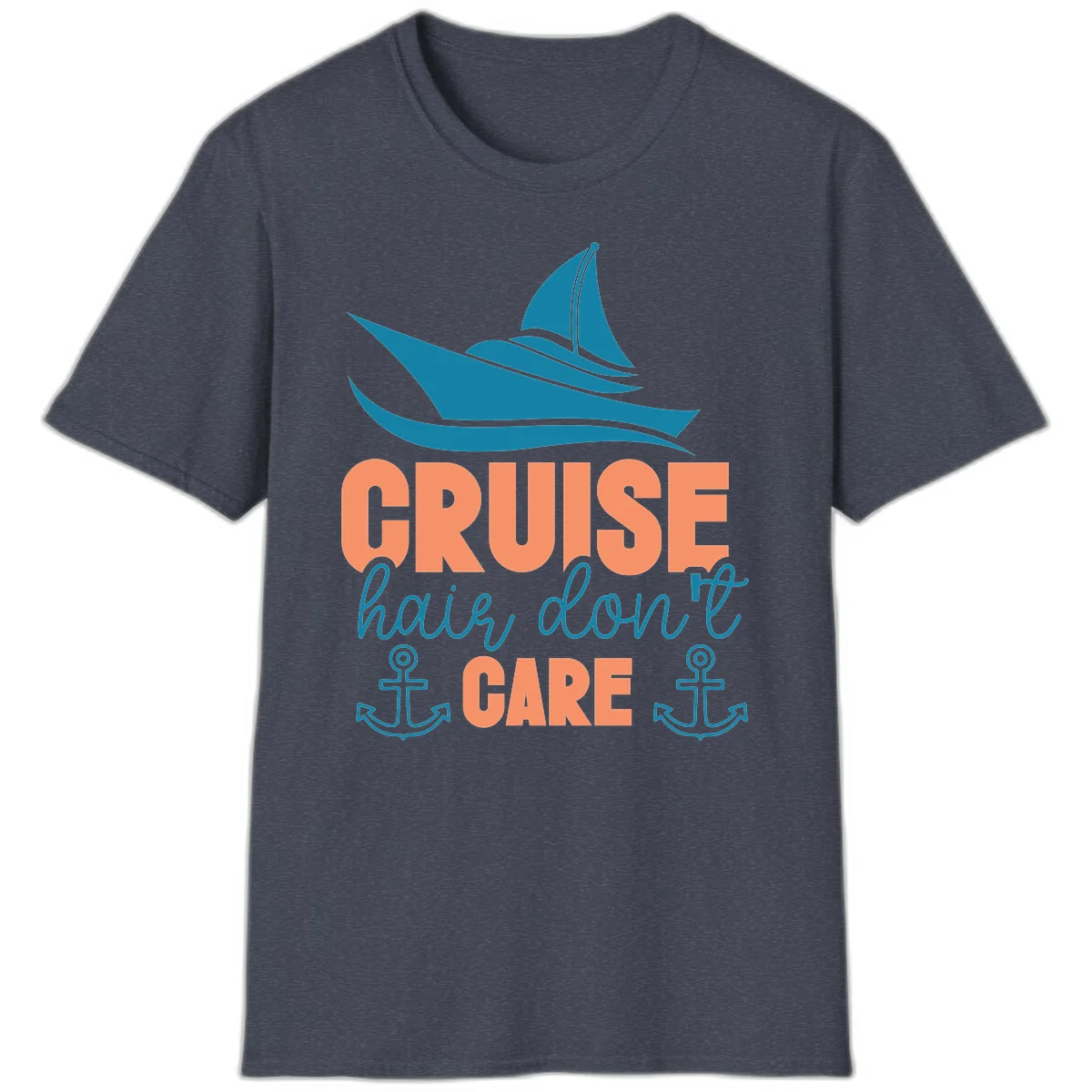 Cruise Hair Don't Care T-Shirt in Heather Navy