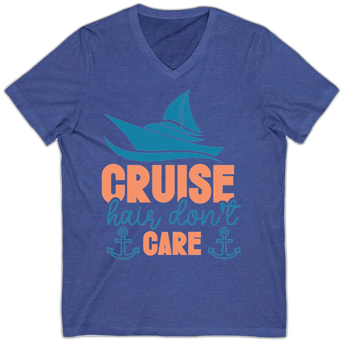 Cruise Hair Don't Care V-Neck in Heather True Royal
