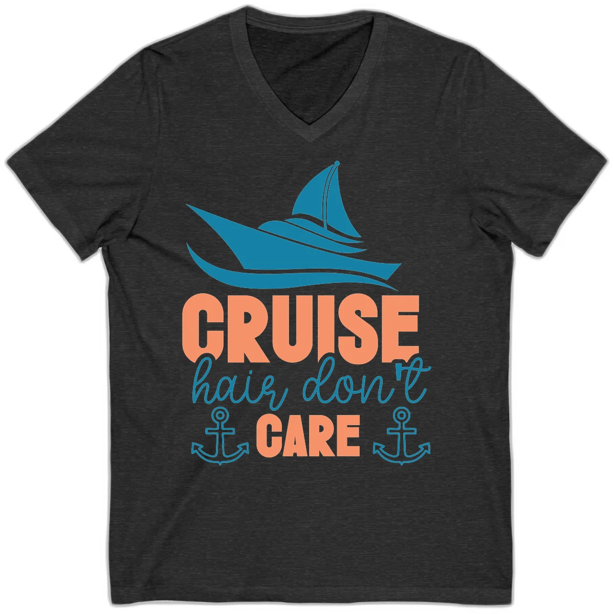 Cruise Hair Don't Care V-Neck in Dark Grey Heather