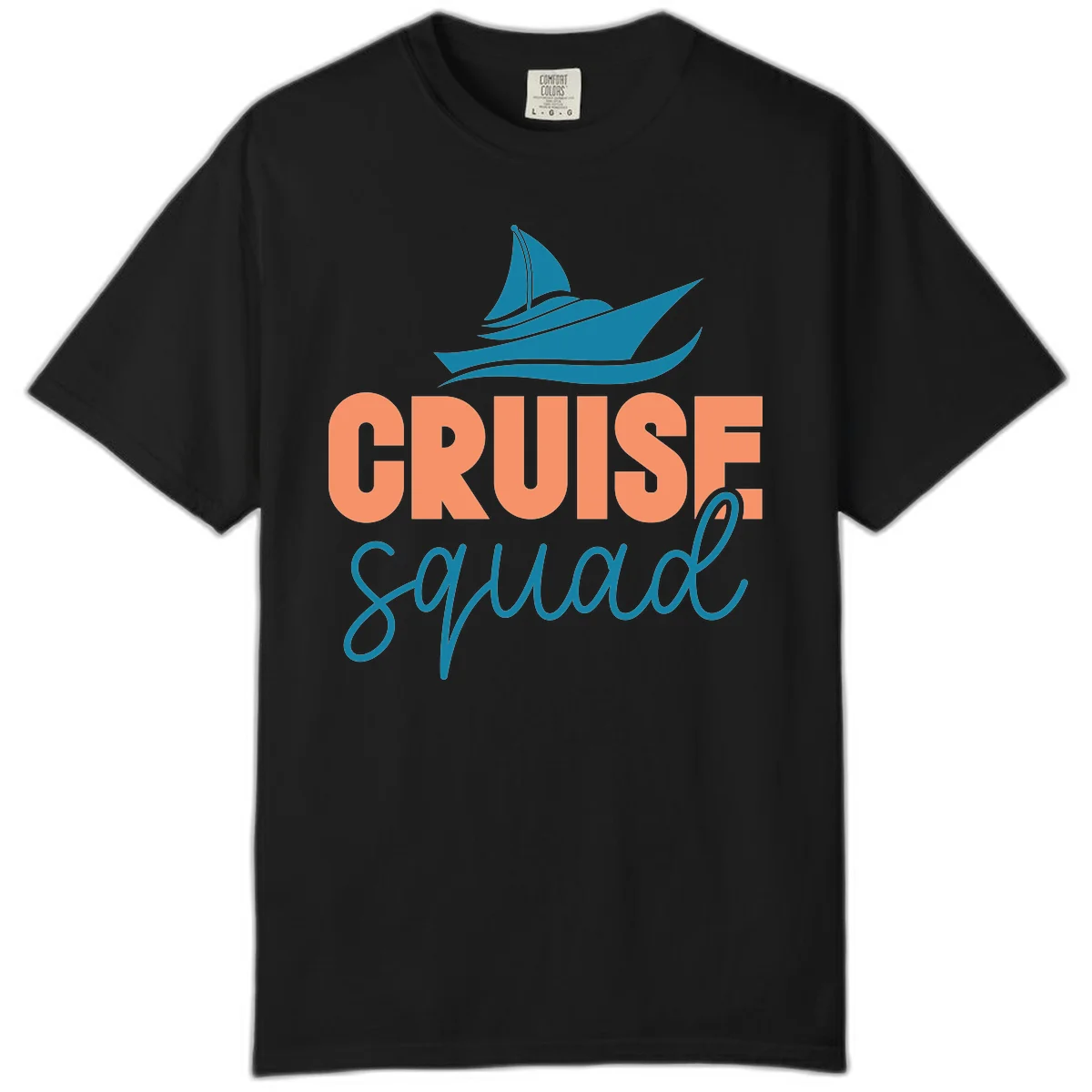 Cruise Squad Sailboat Comfort Colors Tee for Groups in Black