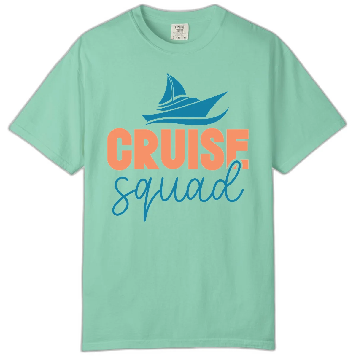 Cruise Squad Sailboat Comfort Colors Tee for Groups in Island Reef