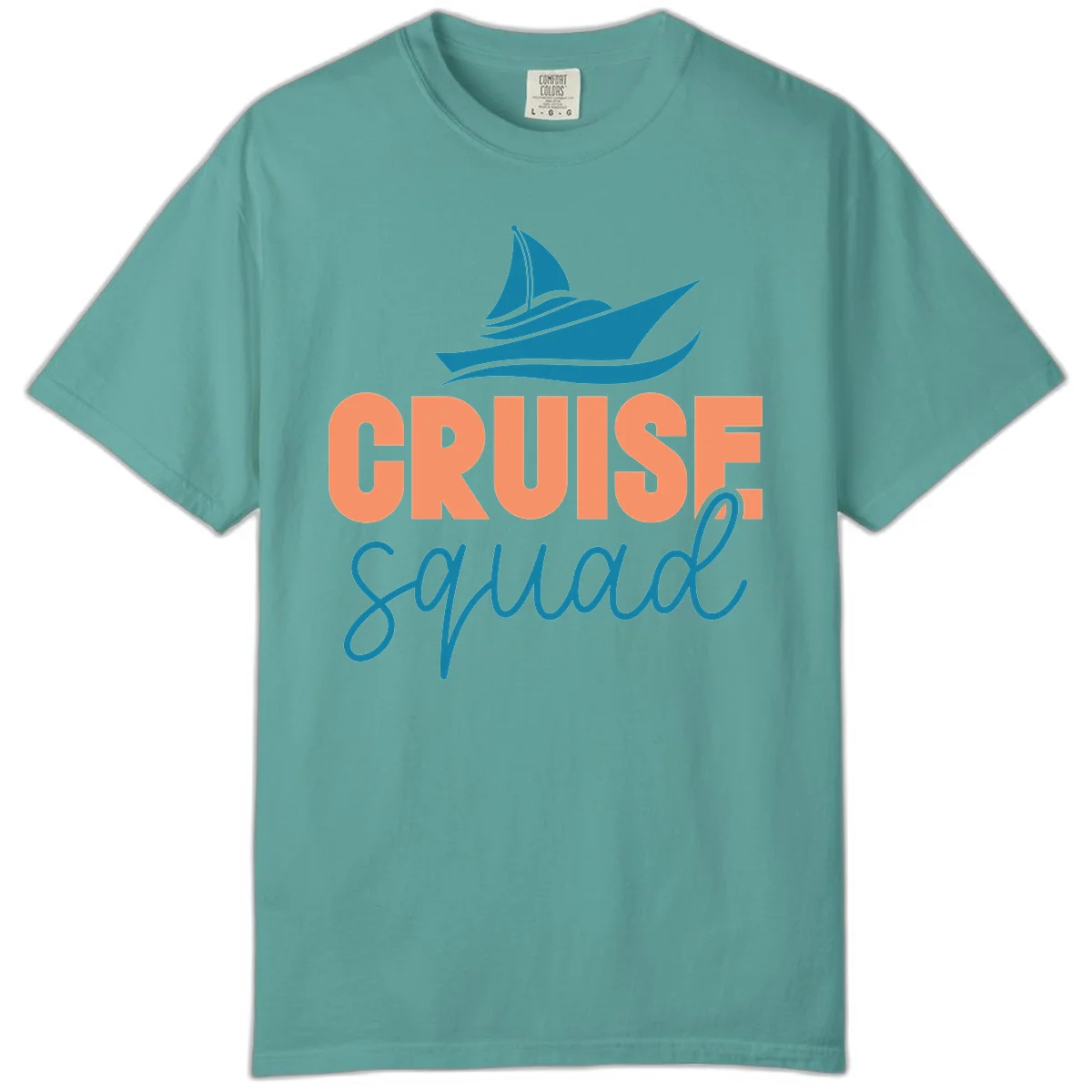 Cruise Squad Sailboat Comfort Colors Tee for Groups in Seafoam