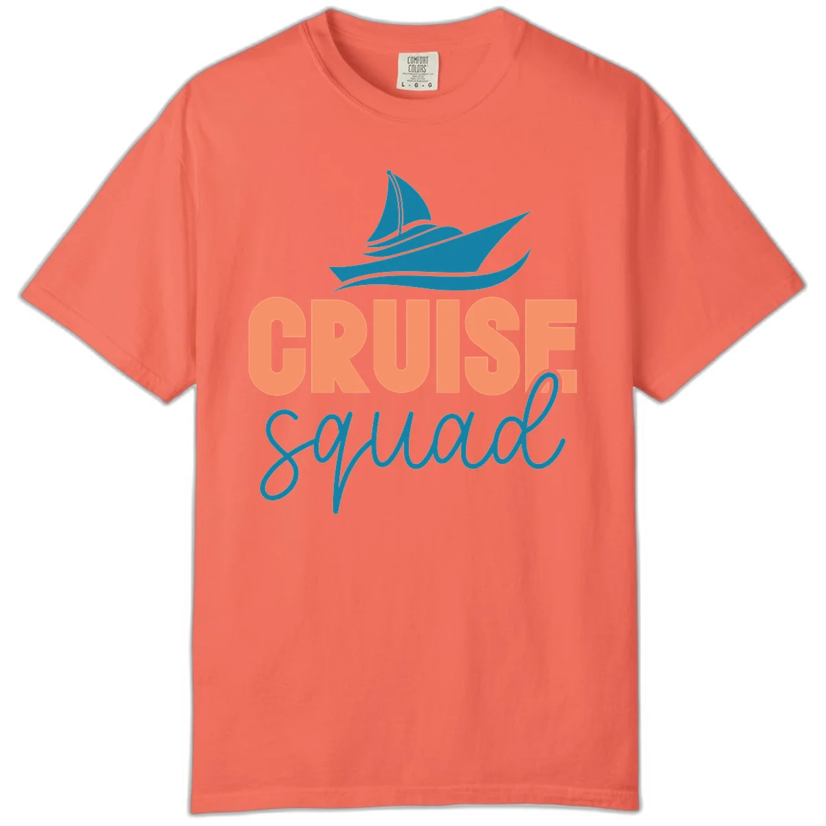 Cruise Squad Sailboat Comfort Colors Tee for Groups in Bright Salmon
