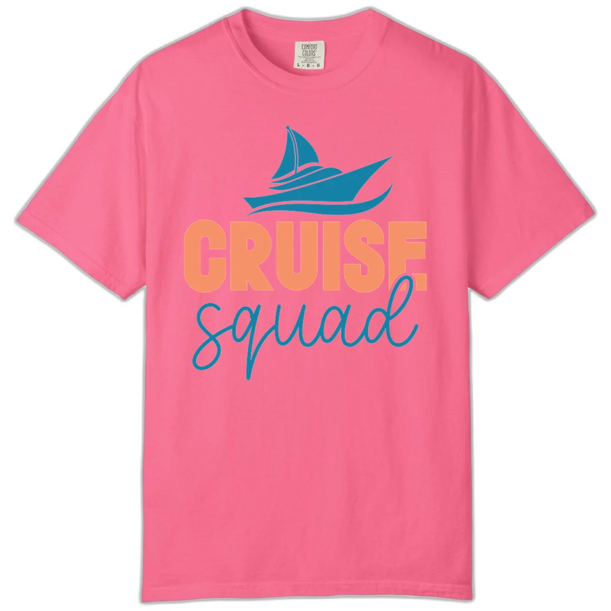 Cruise Squad Sailboat Comfort Colors Tee for Groups in Crunchberry