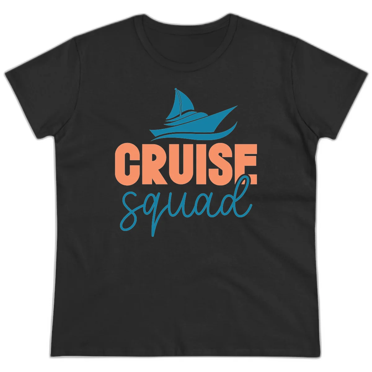 Cruise Squad Sailboat Ladies Vacation Tee in Black