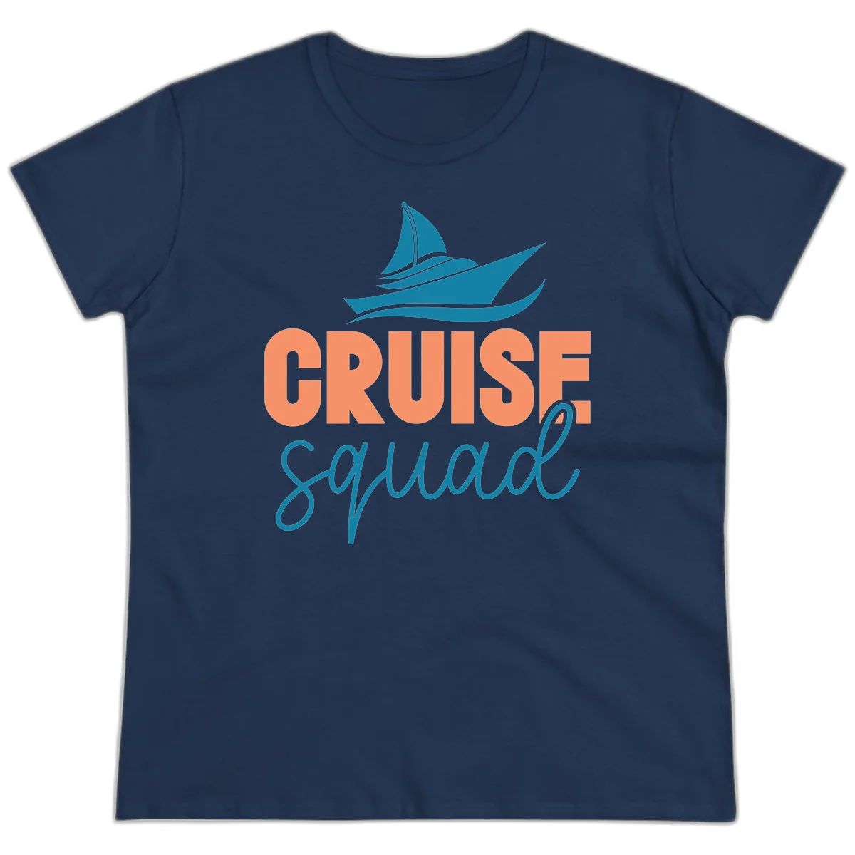 Cruise Squad Sailboat Ladies Vacation Tee in Navy