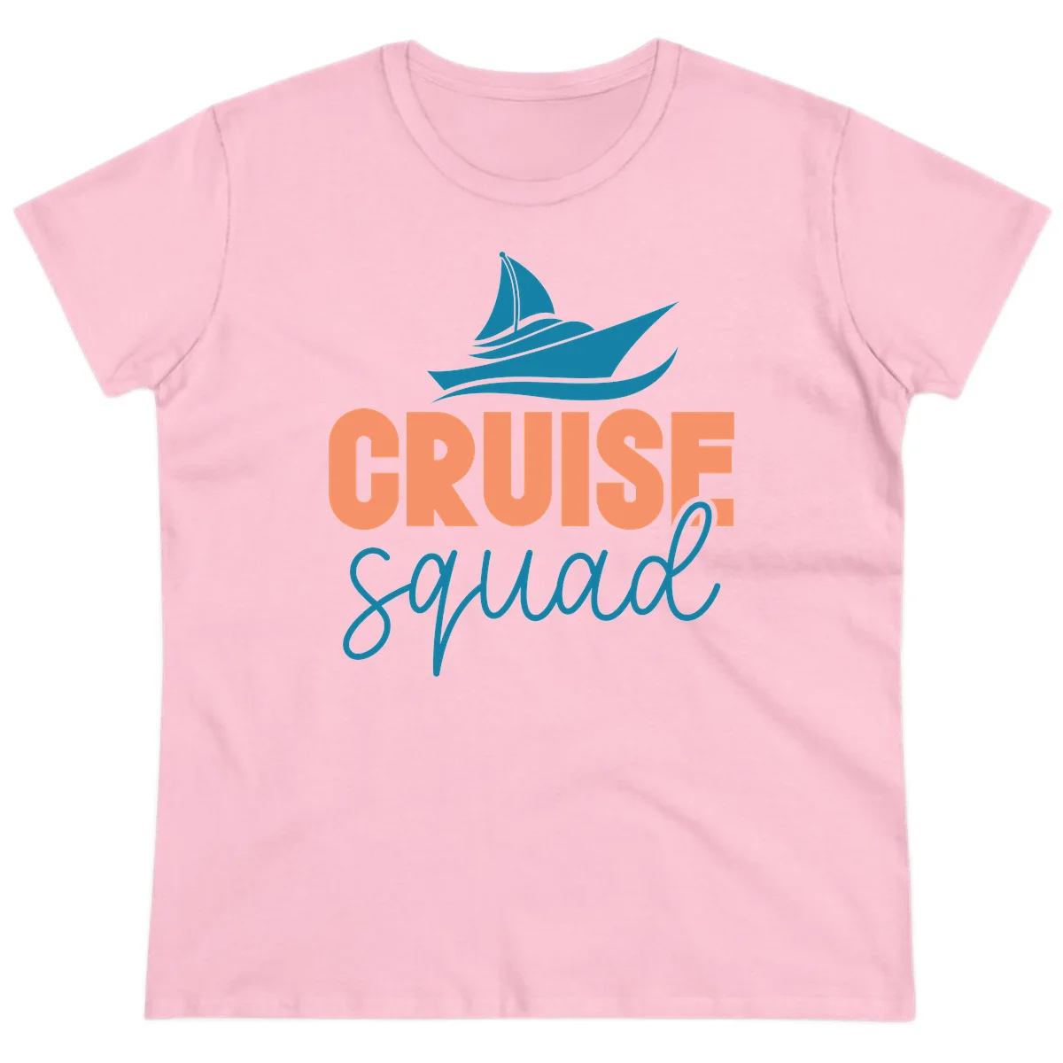 Cruise Squad Sailboat Ladies Vacation Tee in Light Pink