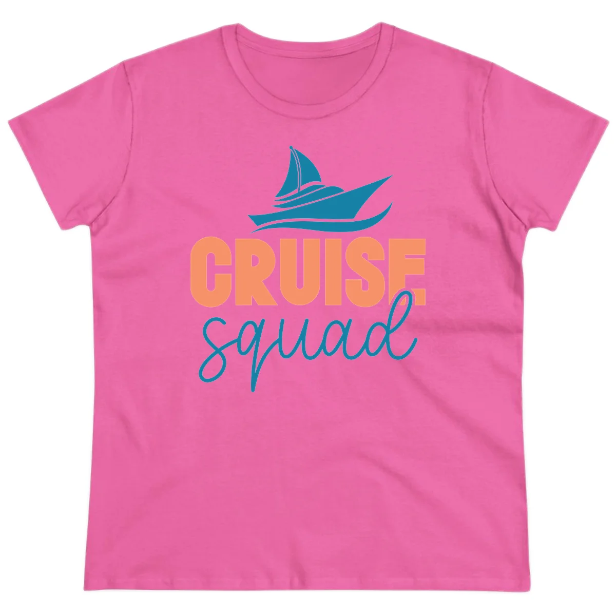 Cruise Squad Sailboat Ladies Vacation Tee in Azalea