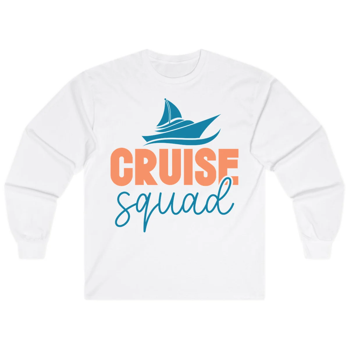 Cruise Squad Sailboat Long Sleeve Vacation Shirt in White