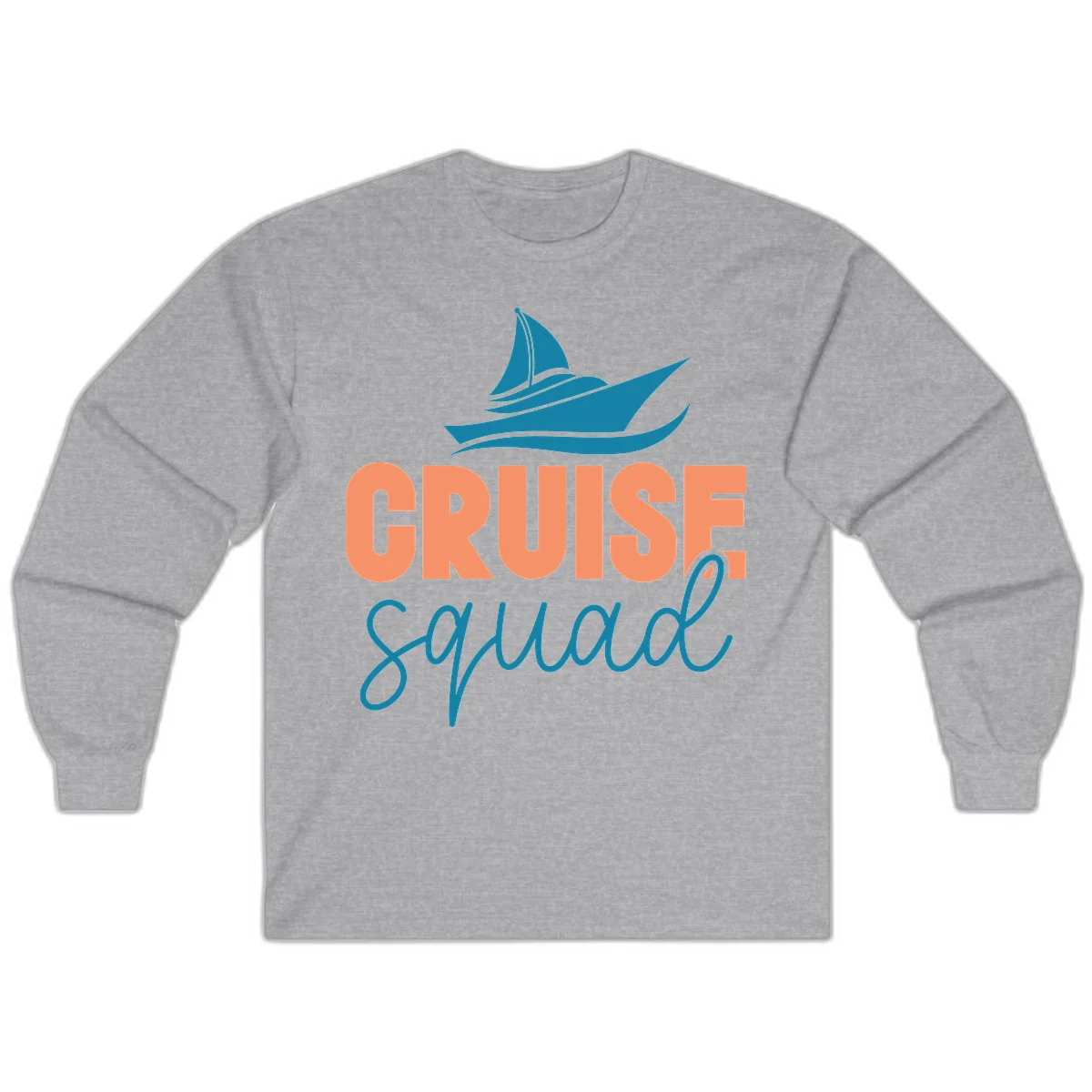 Cruise Squad Sailboat Long Sleeve Vacation Shirt in Sport Grey
