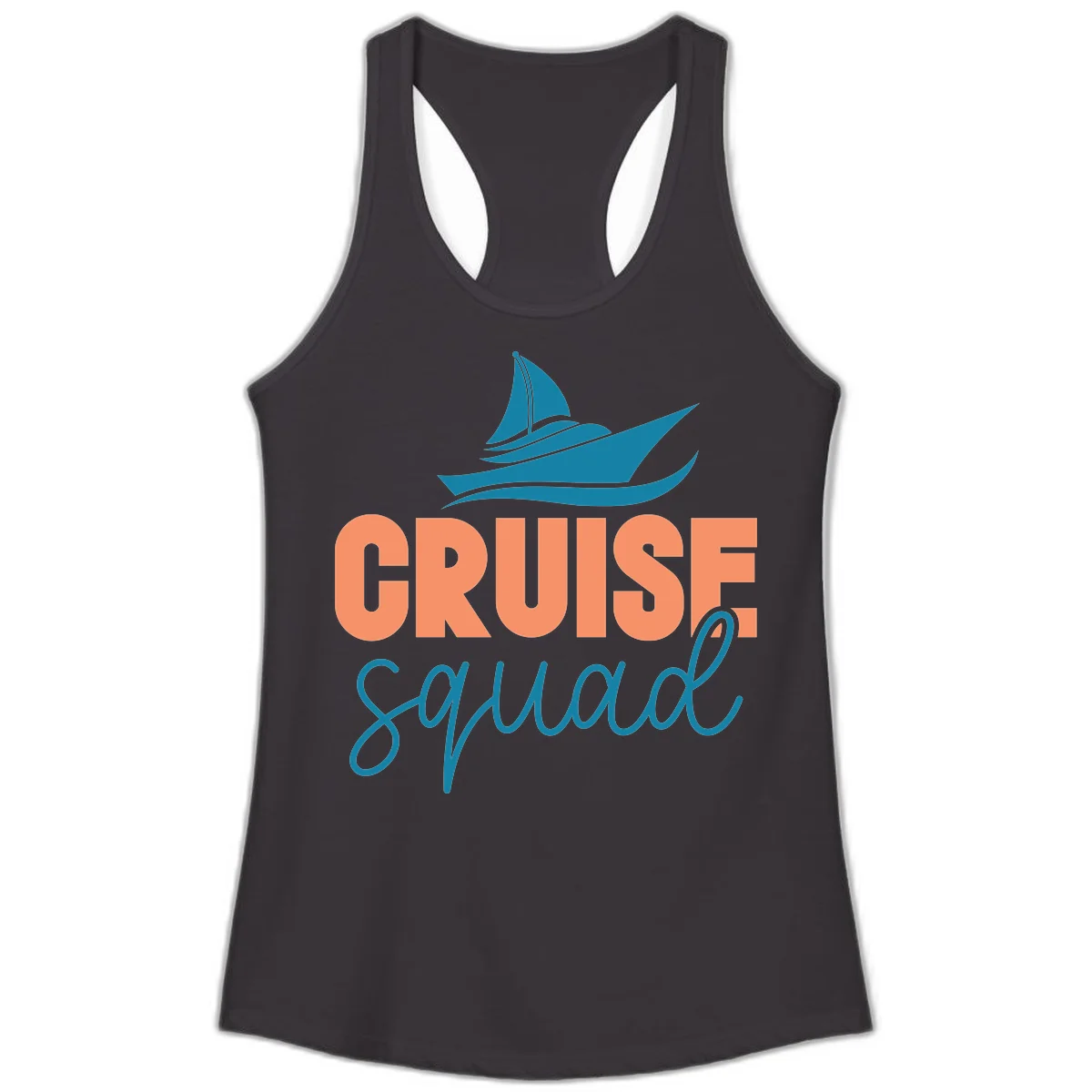 Cruise Squad Sailboat Ladies Racerback Tank in Black