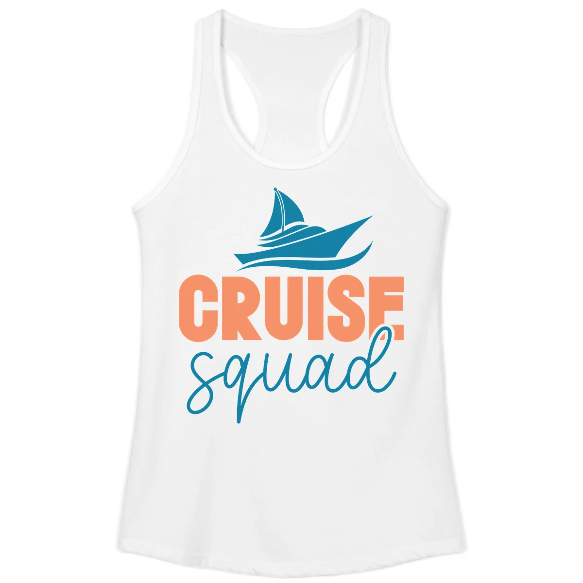 Cruise Squad Sailboat Ladies Racerback Tank in White