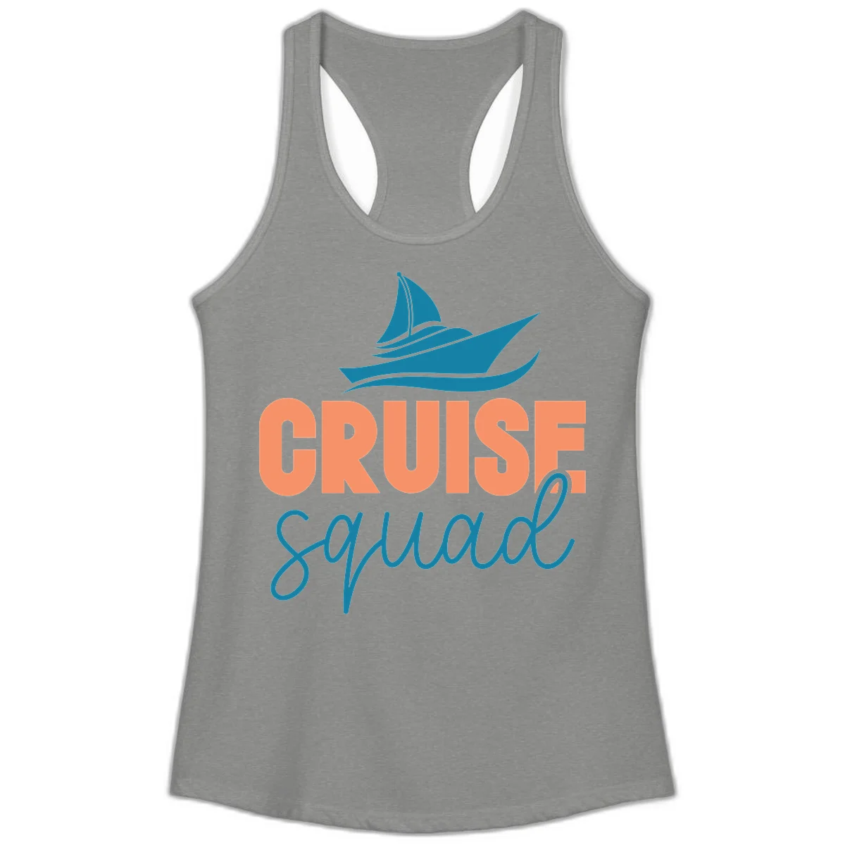 Cruise Squad Sailboat Ladies Racerback Tank in Heather Grey