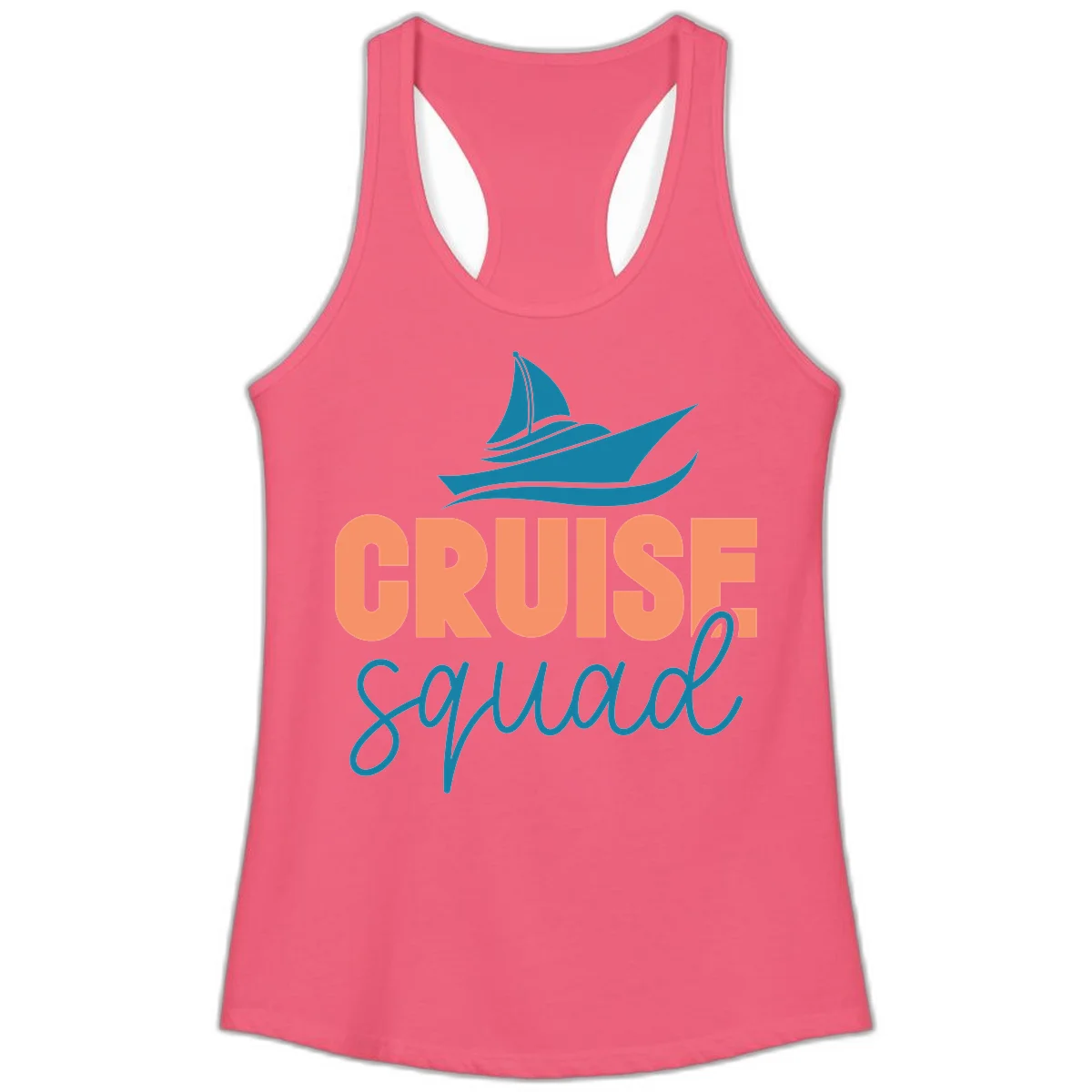Cruise Squad Sailboat Ladies Racerback Tank in Hot Pink