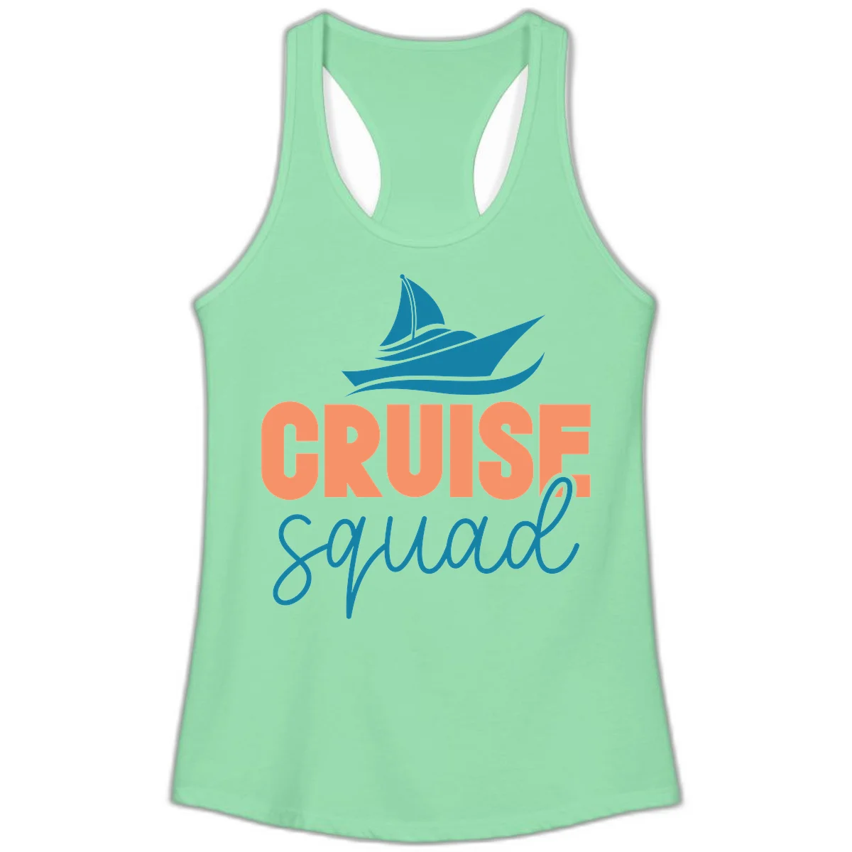 Cruise Squad Sailboat Ladies Racerback Tank in Solid Mint