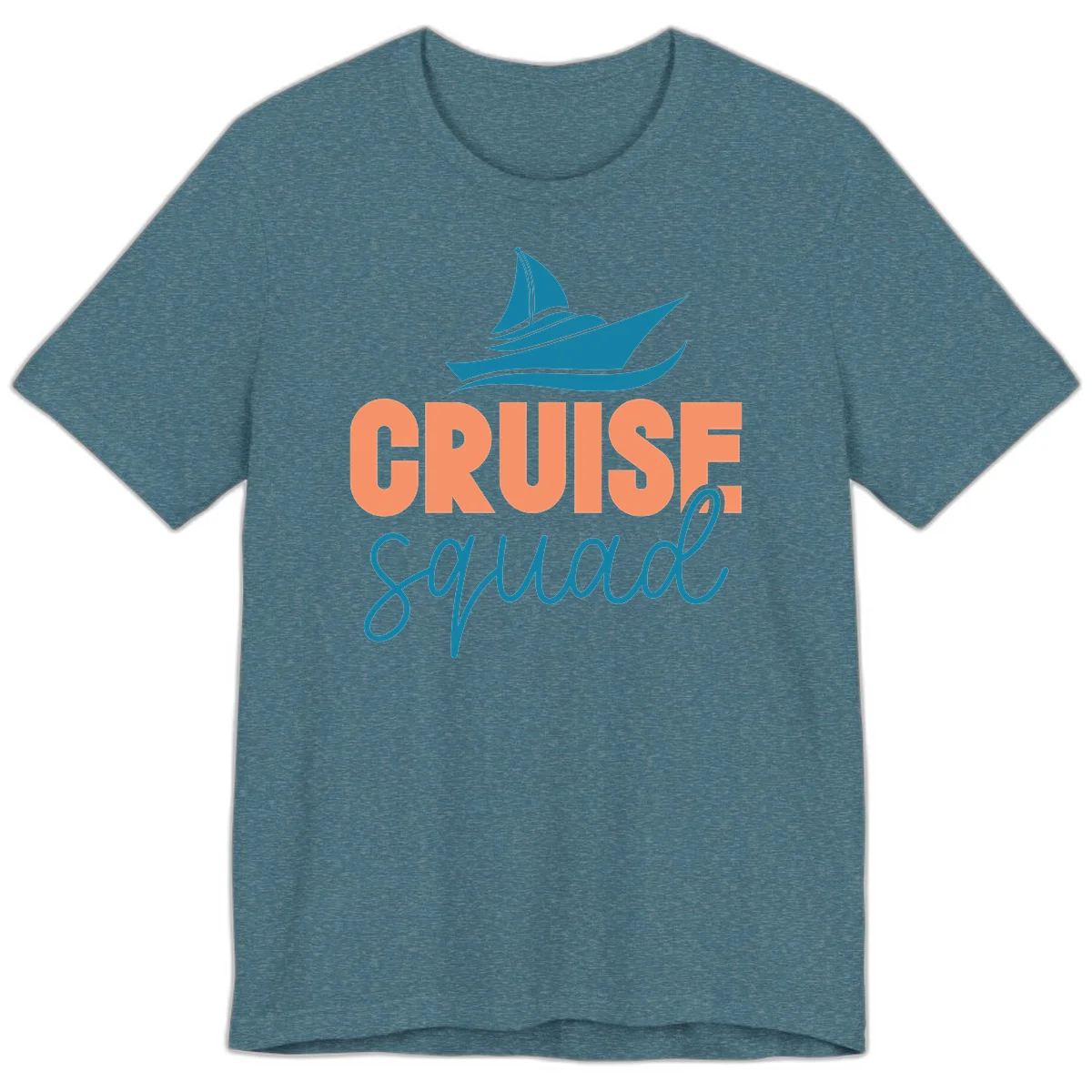 Cruise Squad Sailboat Premium Vacation Tee in Heather Deep Teal