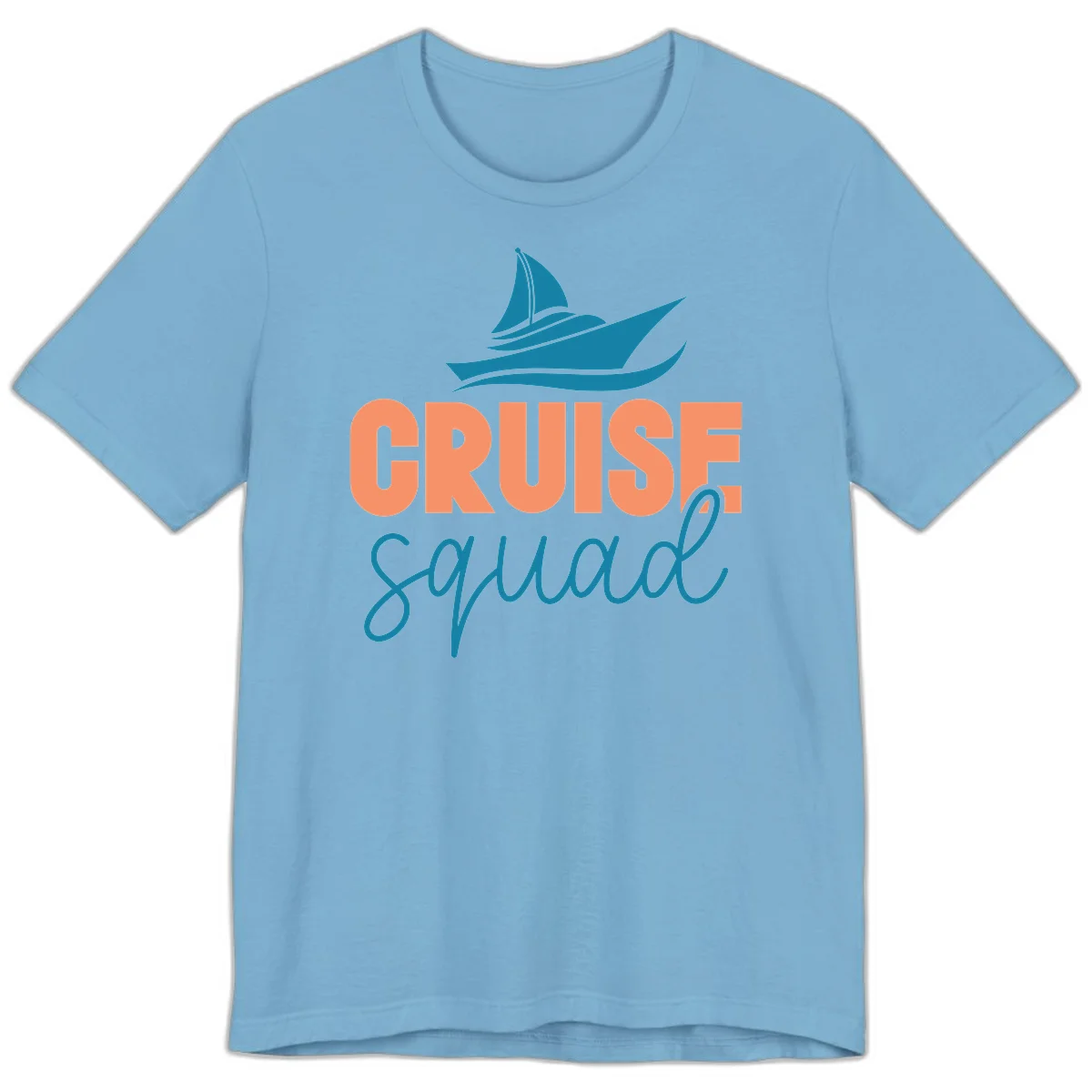Cruise Squad Sailboat Premium Vacation Tee in Ocean Blue