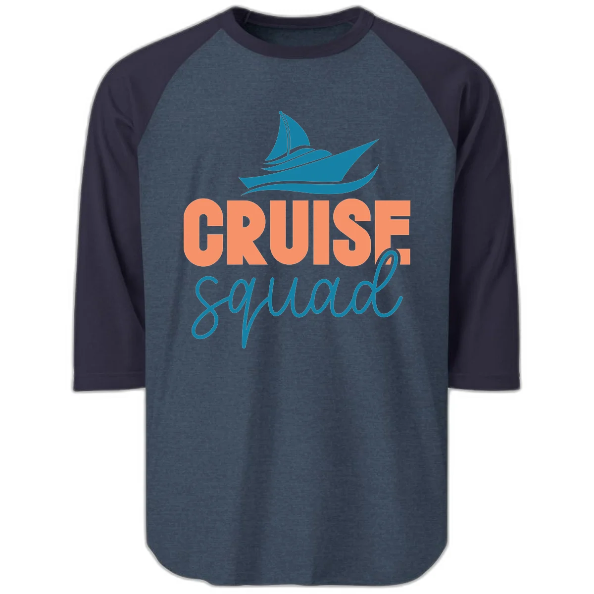 Cruise Squad Sailboat Raglan 3/4 Sleeve Shirt in Heather Denim Navy