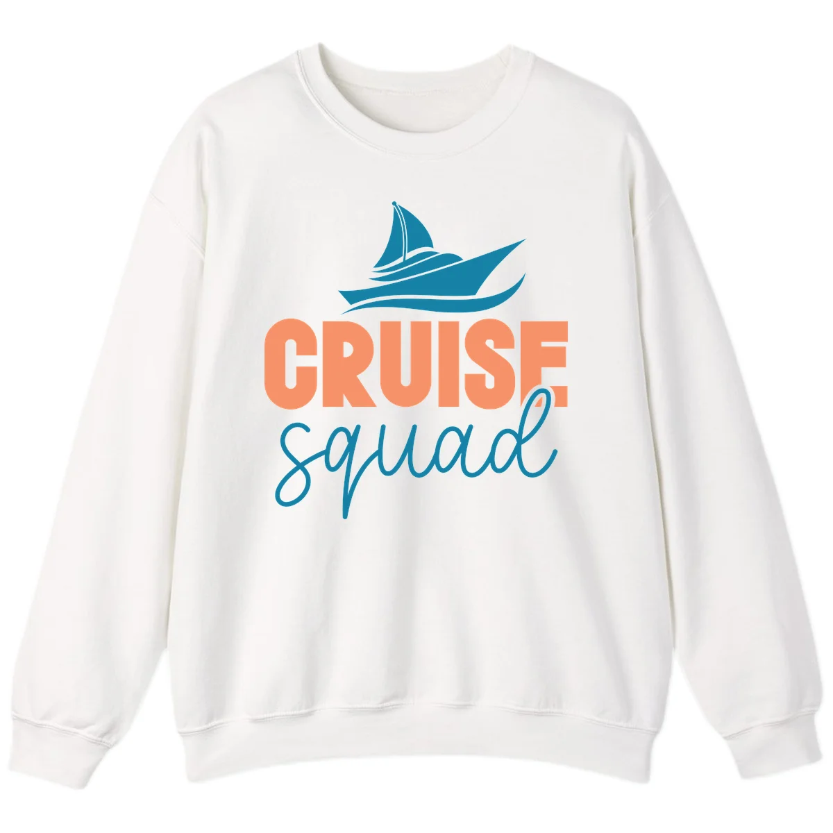Cruise Squad Sailboat Crewneck Sweatshirt in White