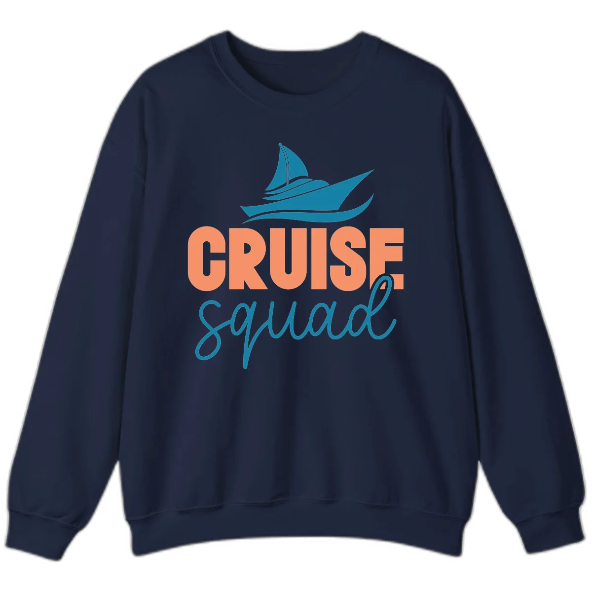 Cruise Squad Sailboat Crewneck Sweatshirt in Navy