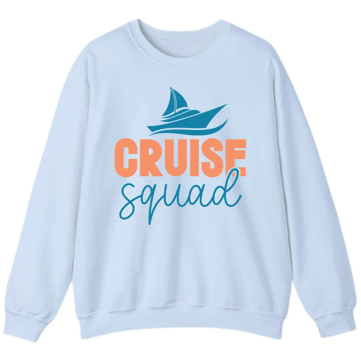 Cruise Squad Sailboat Crewneck Sweatshirt in Light Blue