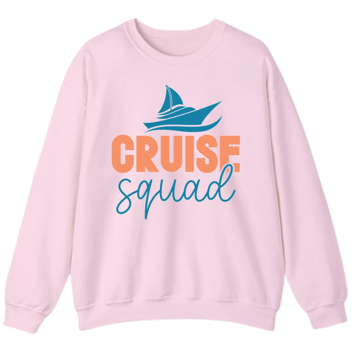 Cruise Squad Sailboat Crewneck Sweatshirt in Light Pink