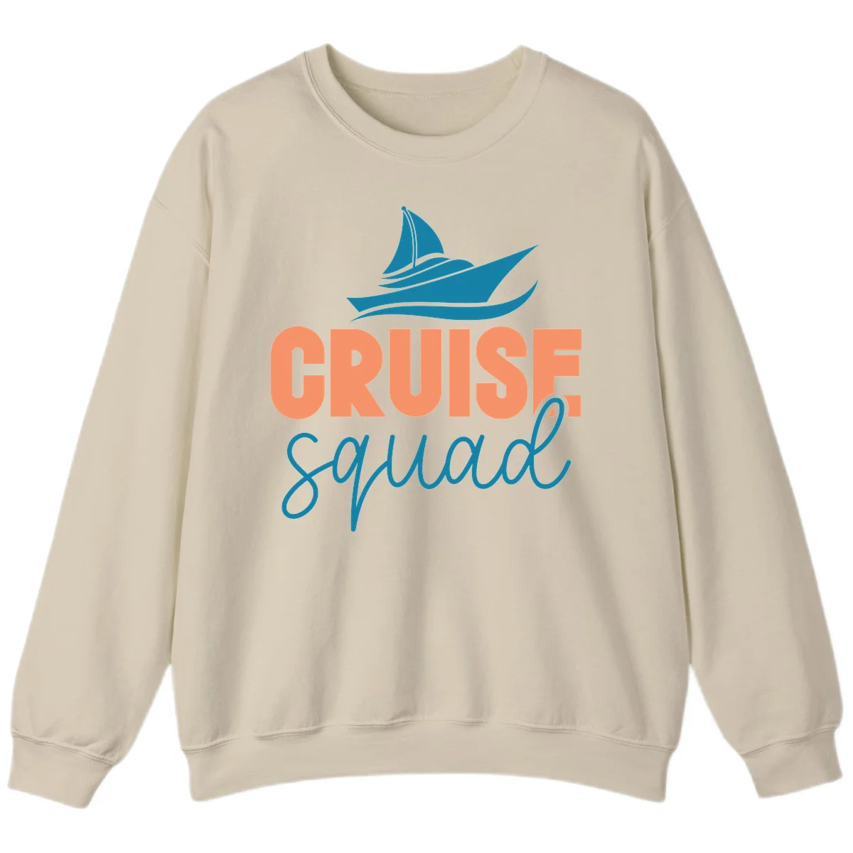 Cruise Squad Sailboat Crewneck Sweatshirt in Sand
