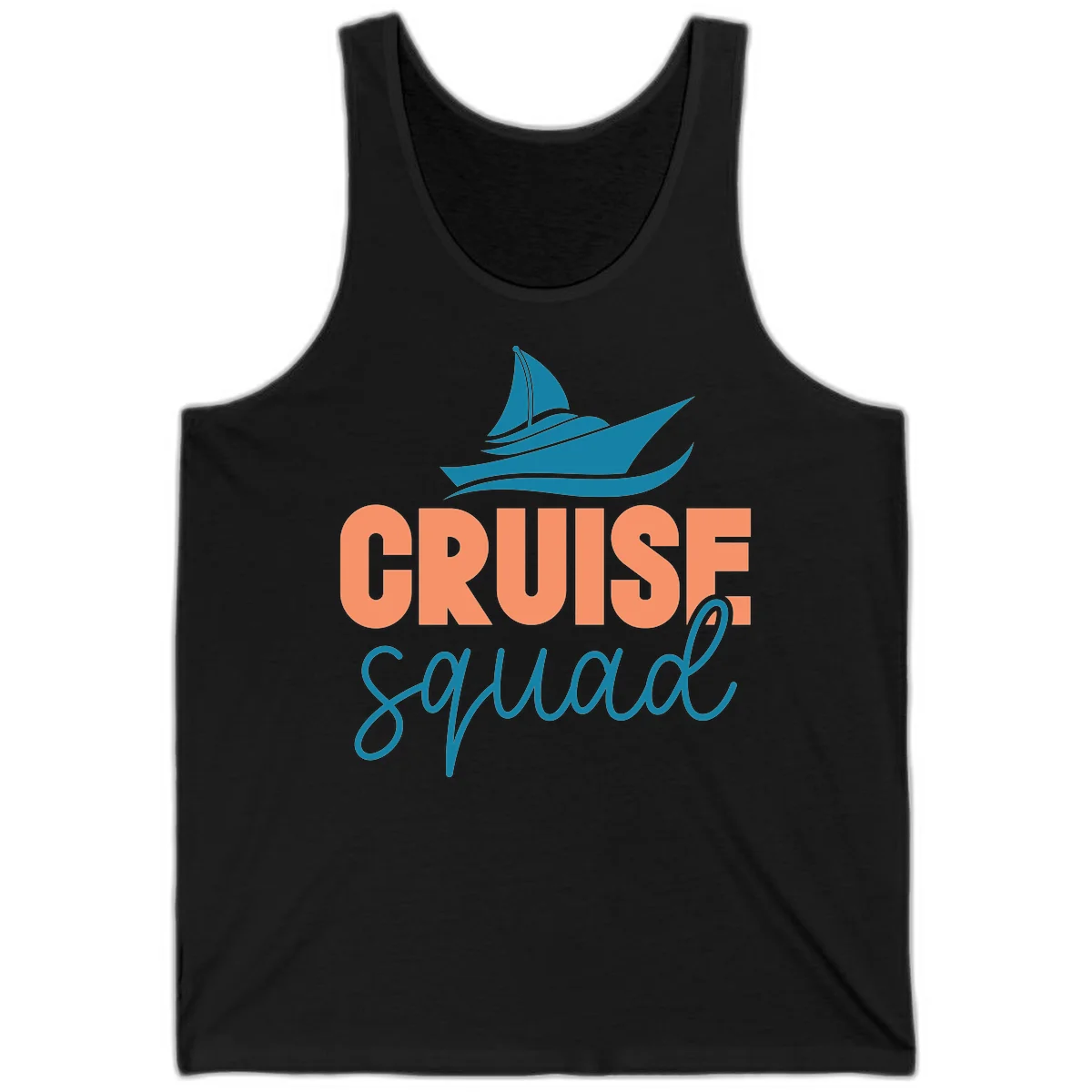 Cruise Squad Sailboat Unisex Tank Top for Vacation in Black