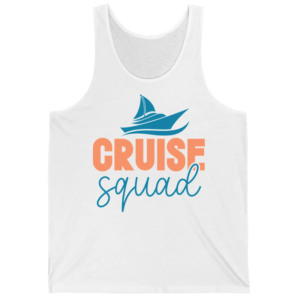 Cruise Squad Sailboat Unisex Tank Top for Vacation in White