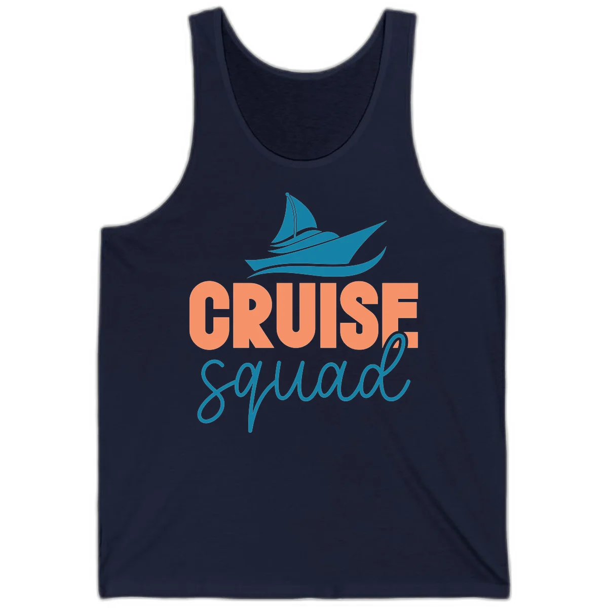 Cruise Squad Sailboat Unisex Tank Top for Vacation in Navy