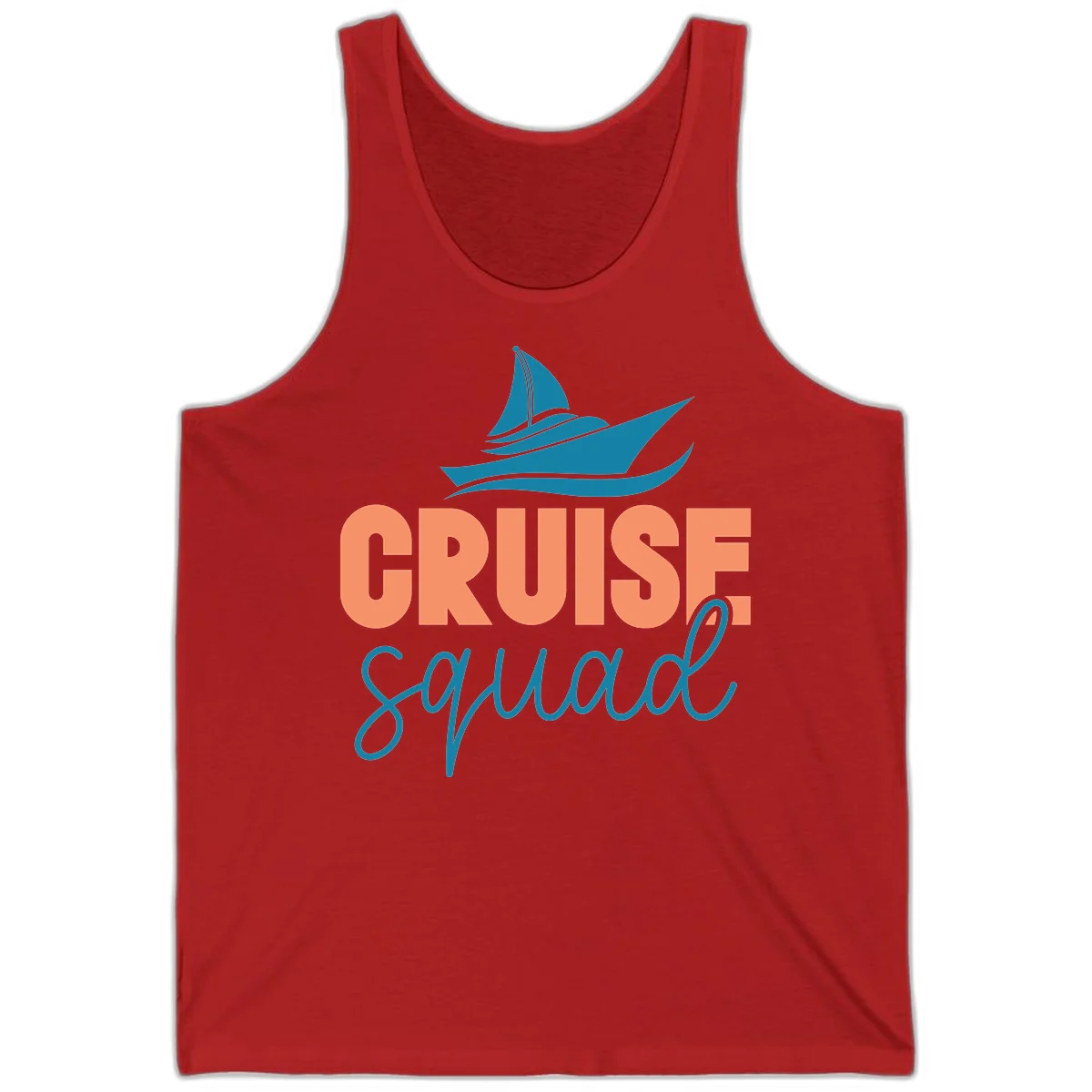 Cruise Squad Sailboat Unisex Tank Top for Vacation in Red