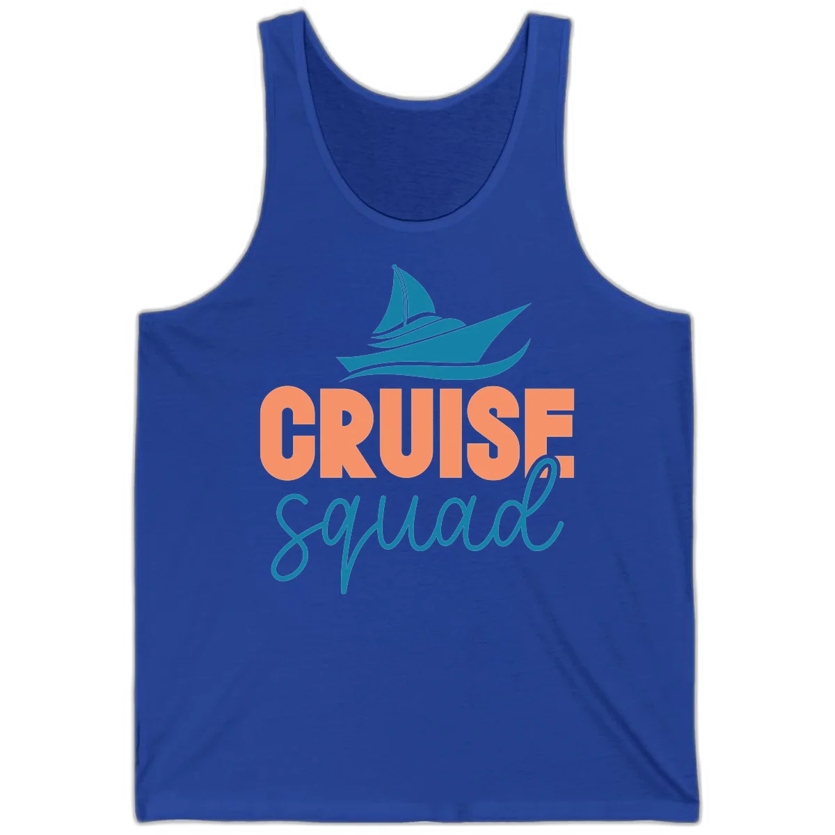 Cruise Squad Sailboat Unisex Tank Top for Vacation in True Royal