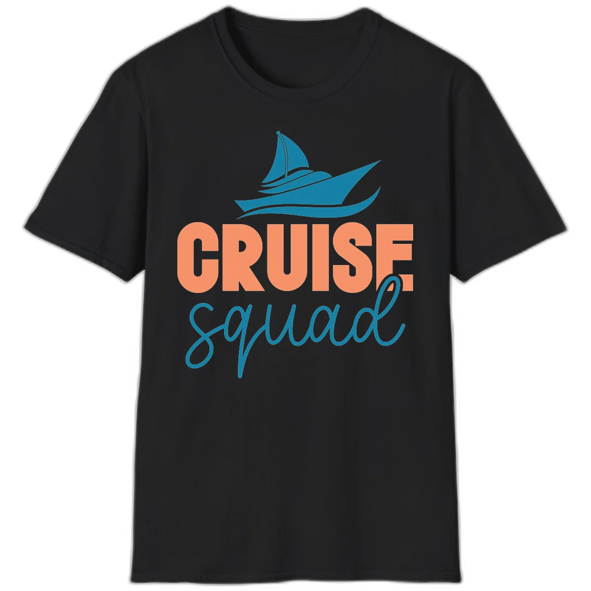 Cruise Squad Sailboat Fun Group Vacation T-Shirt in Black