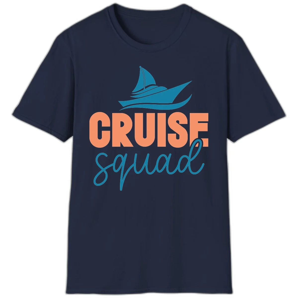 Cruise Squad Sailboat Fun Group Vacation T-Shirt in Navy