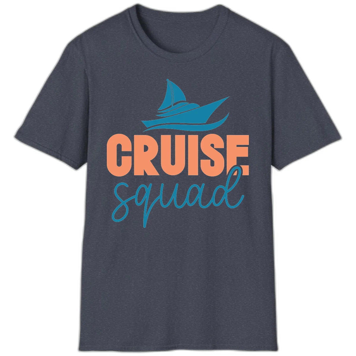 Cruise Squad Sailboat Fun Group Vacation T-Shirt in Heather Navy
