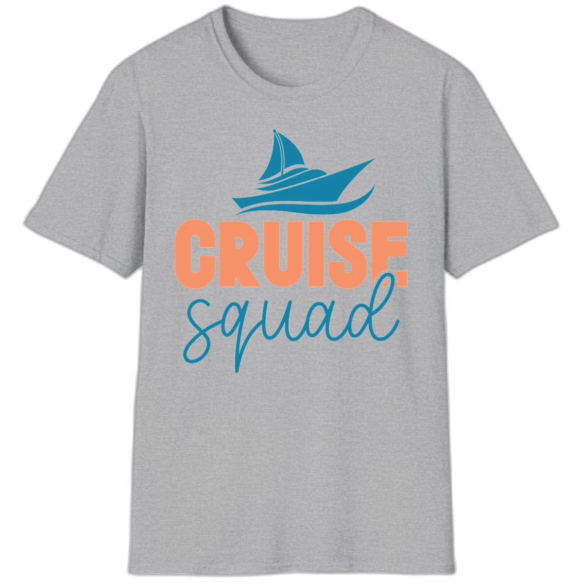 Cruise Squad Sailboat Fun Group Vacation T-Shirt in Sport Grey