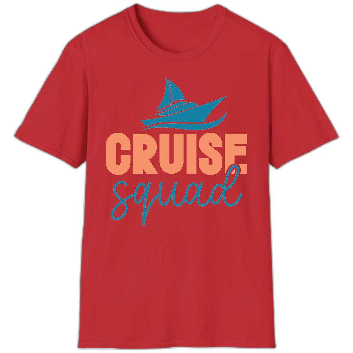 Cruise Squad Sailboat Fun Group Vacation T-Shirt in Red