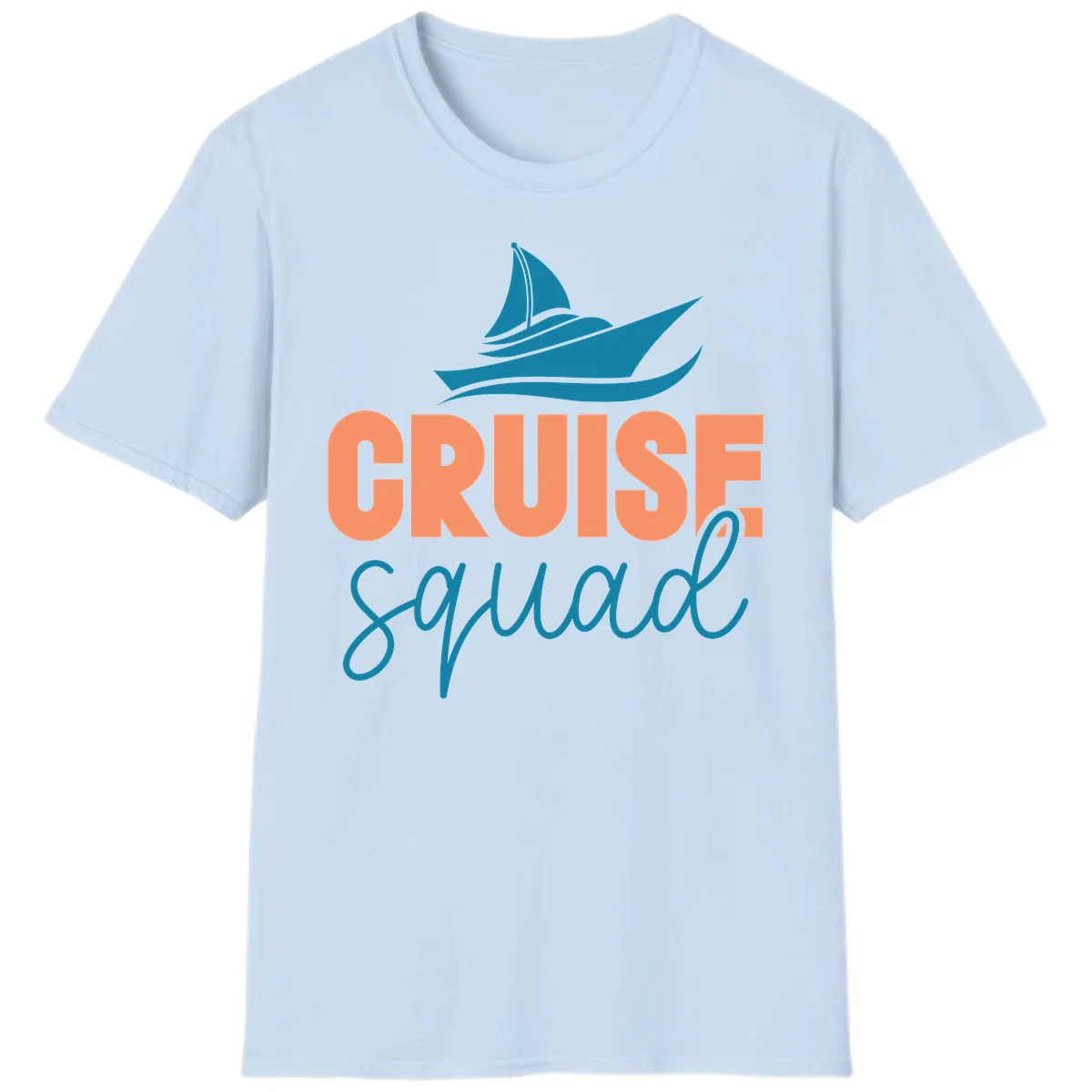 Cruise Squad Sailboat Fun Group Vacation T-Shirt in Light Blue