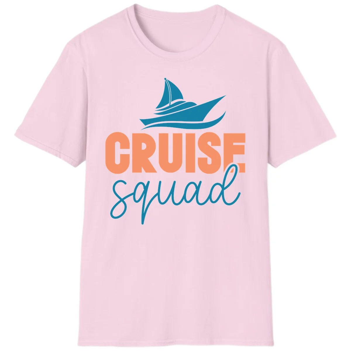 Cruise Squad Sailboat Fun Group Vacation T-Shirt in Light Pink