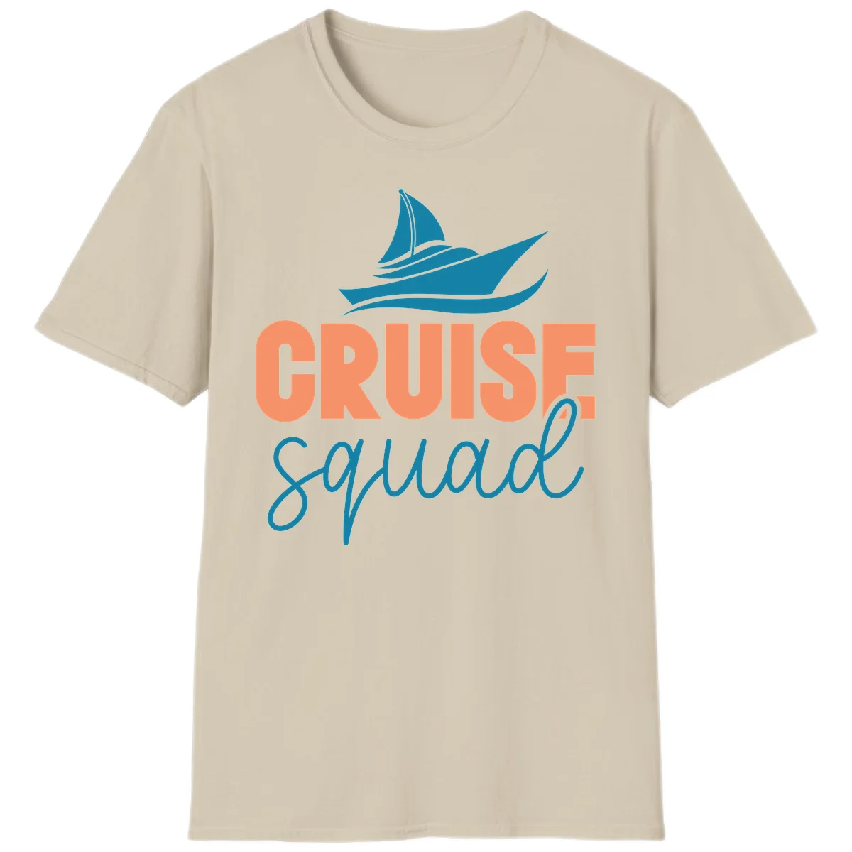 Cruise Squad Sailboat Fun Group Vacation T-Shirt in Sand