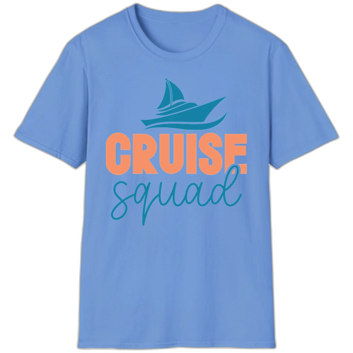 Cruise Squad Sailboat Fun Group Vacation T-Shirt in Carolina Blue