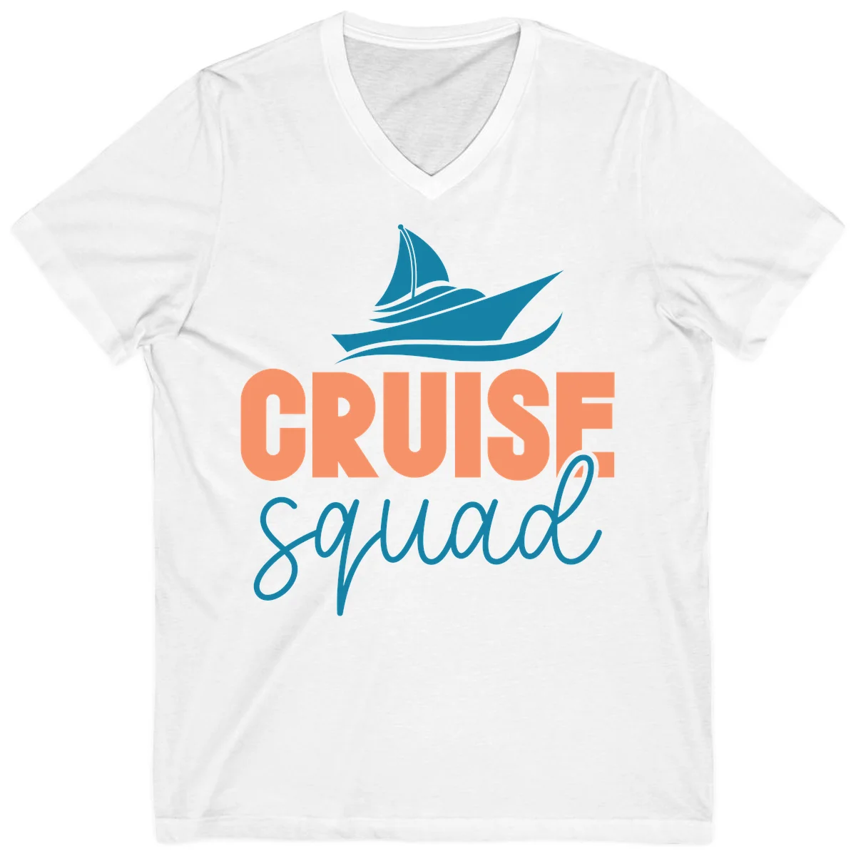 Cruise Squad Sailboat V-Neck Tee for Your Crew in White