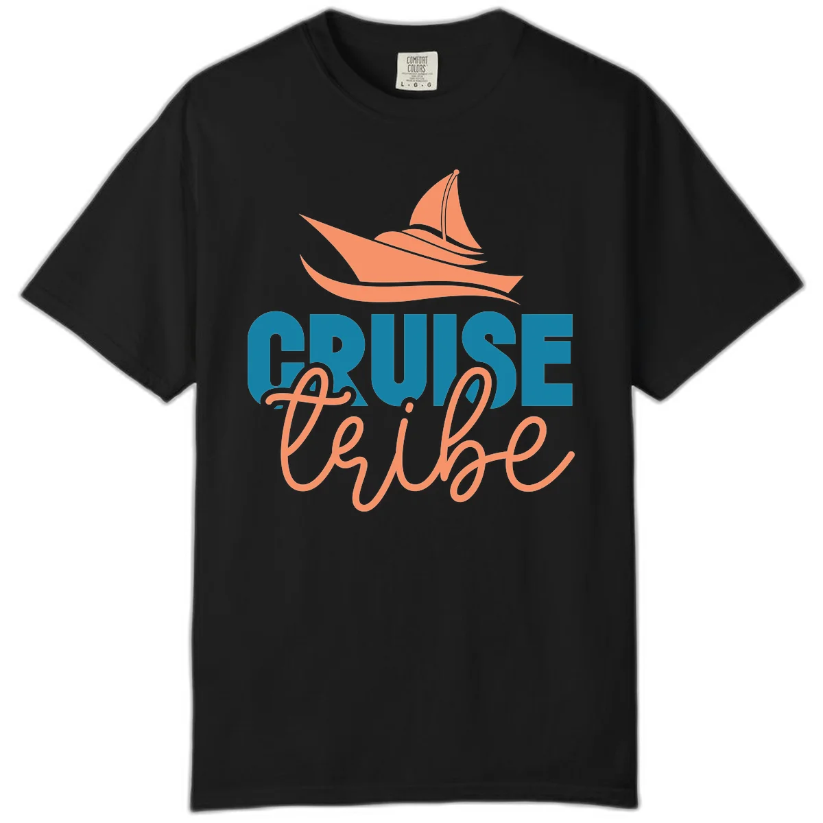 Cruise Vibe Sailboat Comfort Colors T-Shirt in Black