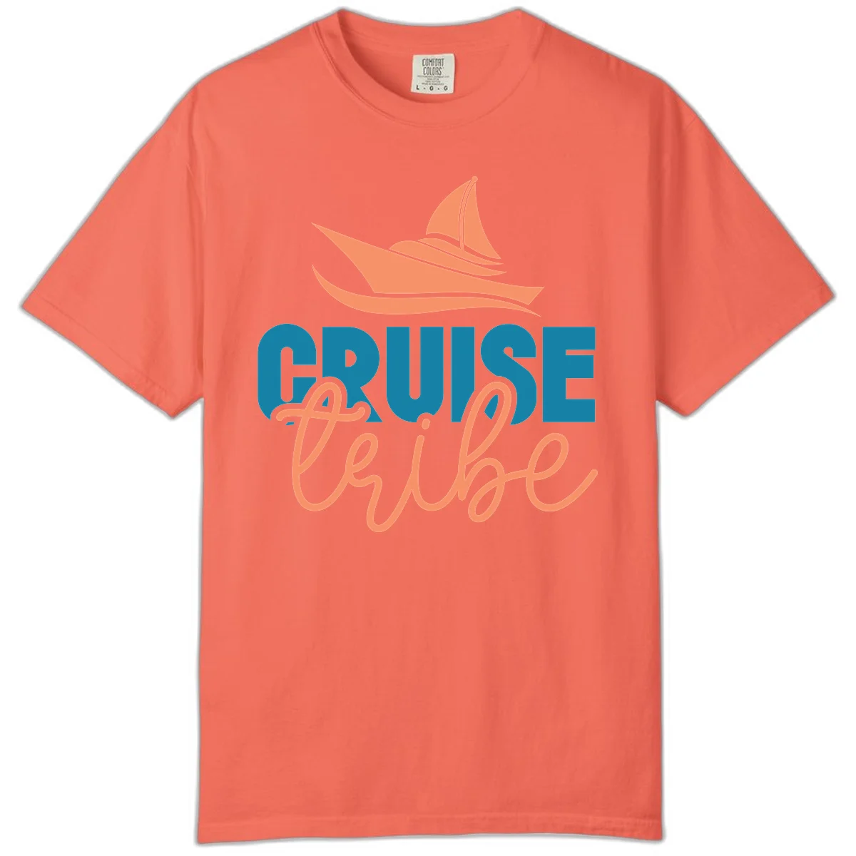 Cruise Vibe Sailboat Comfort Colors T-Shirt in Bright Salmon