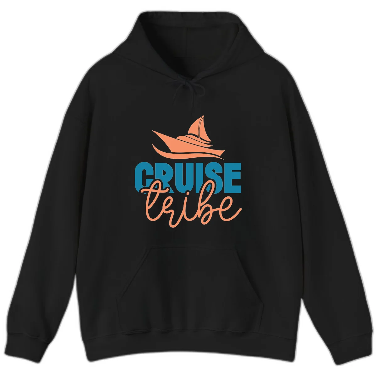 Cruise Vibe Sailboat Nautical Vacation Hoodie in Black