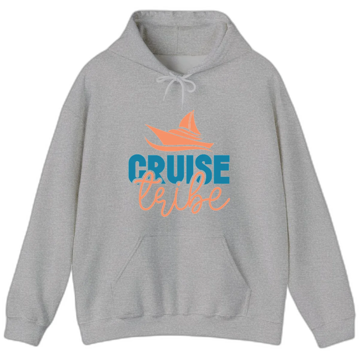 Cruise Vibe Sailboat Nautical Vacation Hoodie in Sport Grey