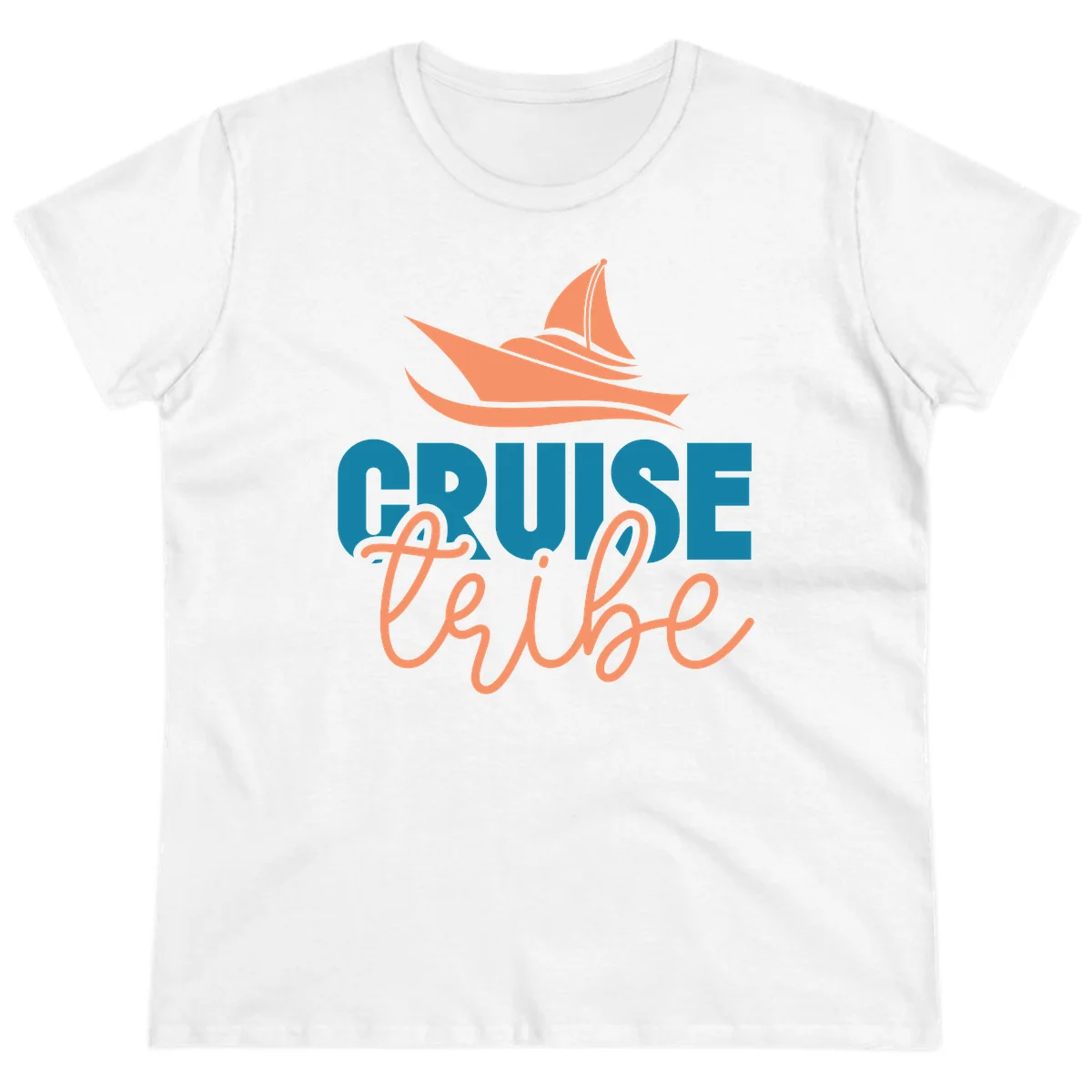 Cruise Vibe Sailboat Nautical Ladies Tee in White