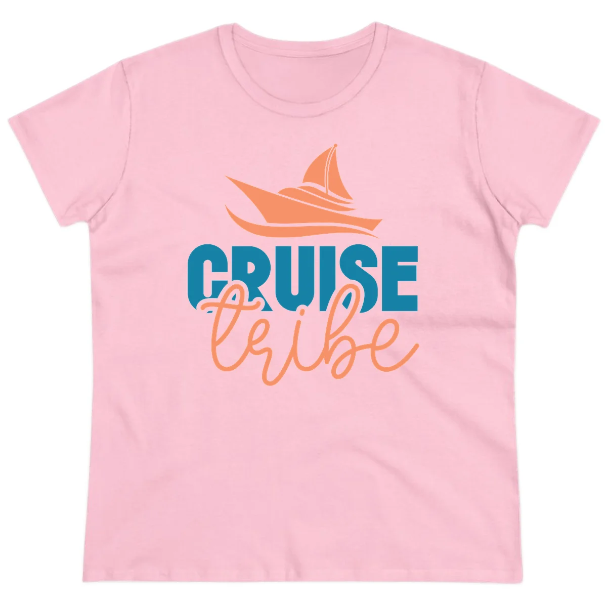 Cruise Vibe Sailboat Nautical Ladies Tee in Light Pink