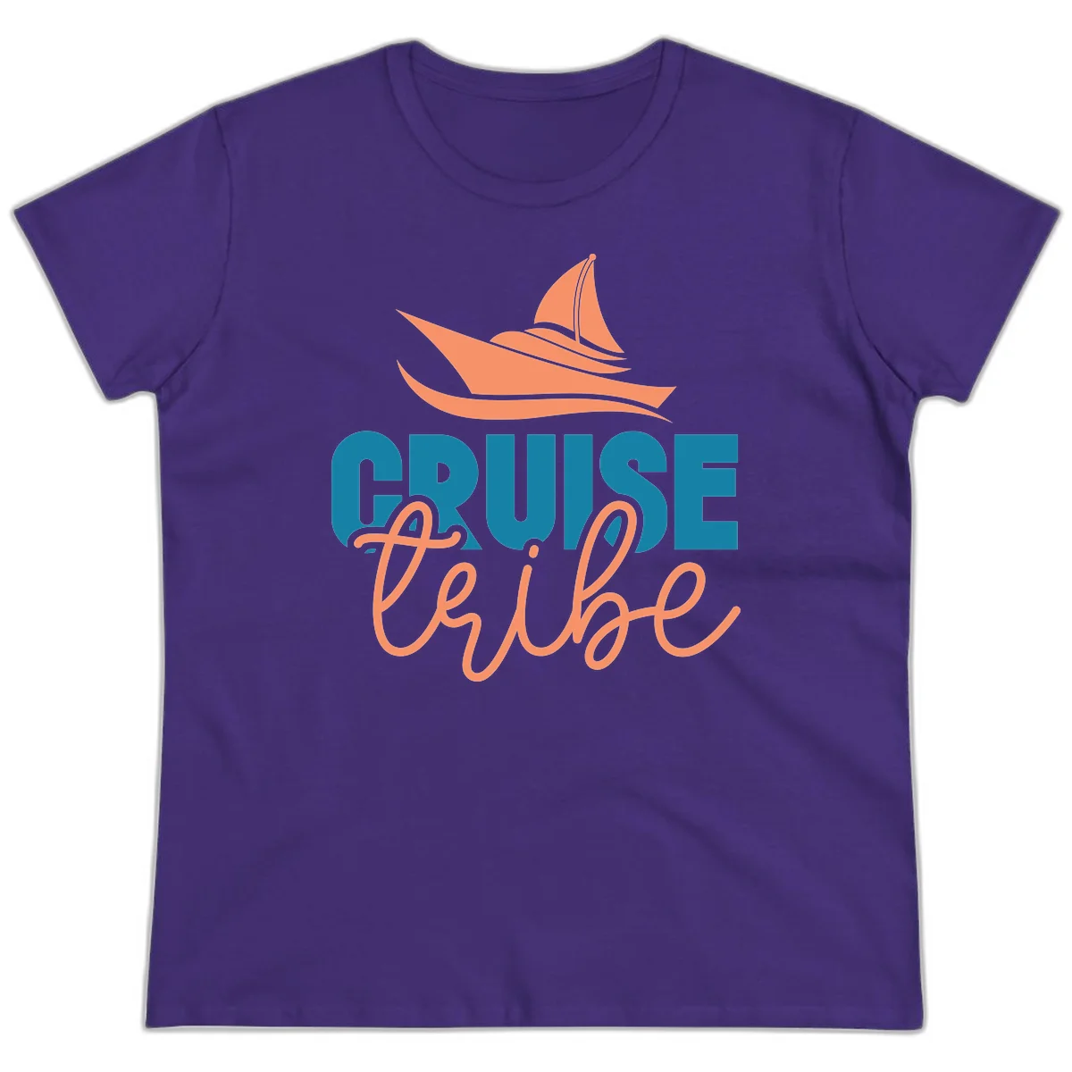 Cruise Vibe Sailboat Nautical Ladies Tee in Purple
