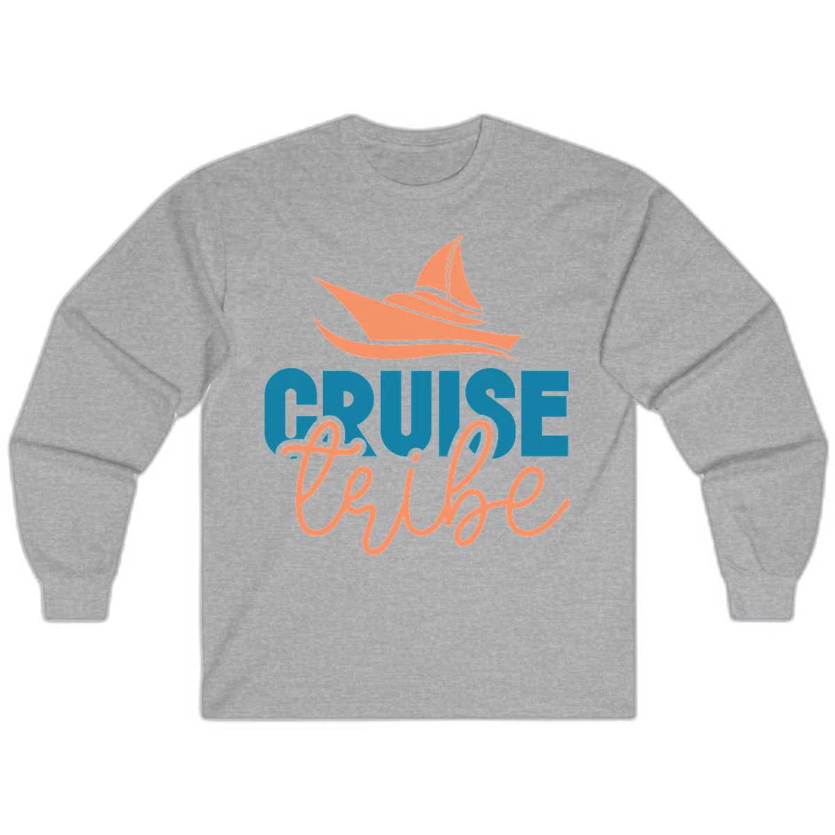 Cruise Vibe Sailboat Nautical Long Sleeve Tee in Sport Grey